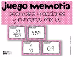 Vista previa - Juegos / Gamificación - Relaciona decimales, fracciones y números mixtos tarjetas juegos - Portada