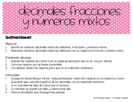 Vista previa - Juegos / Gamificación - Relaciona decimales, fracciones y números mixtos tarjetas juegos - página 1
