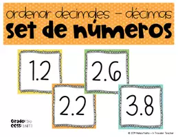 Vista previa - Juegos / Gamificación - Ordenar decimales hasta las décimas Set de números - Portada