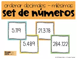 Vista previa - Juegos / Gamificación - Ordenar decimales hasta las milésimas Set de números - Portada