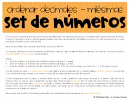 Vista previa - Juegos / Gamificación - Ordenar decimales hasta las milésimas Set de números - página 1