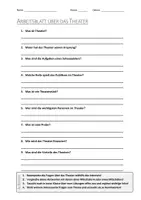 Vorschau - Arbeitsblätter - AB mit Fragen zum Thema "Theater" + Lösungsblatt + Mindmap + Infografik - Deckblatt