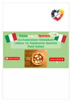 Vorschau - Arbeitsblätter - Italienisch lernen mit Allie Lektion 14 Pasti italiani Folien + Vokabelliste + Arbeitsblatt mit Lösung - Deckblatt
