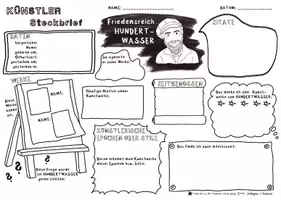 Vorschau - Arbeitsblätter - Beeindruckende Persönlichkeiten - Künstler Steckbrief - Friedensreich Hundertwasser - Moderne Kunst - abstrakter Expressionismus - Seite 3