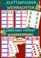 Vorschau - Fördermaterial/Inklusion - Klettaufgaben: Links oder rechts - Weihnachten - Deckblatt