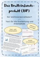 Vorschau - Arbeitsblätter - Das Bruttoinlandsprodukt (BIP) - Deckblatt