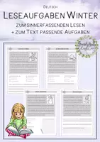 Vorschau - Arbeitsblätter - Leseaufgaben Winter - sinnerfassendes Lesen - Deckblatt
