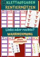 Vorschau - Arbeitsblätter - Klettaufgaben: Links oder rechts - Rentiermützen - Deckblatt