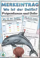 Vorschau - Merkblätter - Merkeintrag / Merkblatt Präpositionen und Dativ "Wo ist der Delfin?" Tiere im Meer - DaZ / DaF / Deutsch - Deckblatt