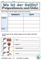 Vorschau - Merkblätter - Merkeintrag / Merkblatt Präpositionen und Dativ "Wo ist der Delfin?" Tiere im Meer - DaZ / DaF / Deutsch - Seite 2