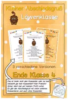Vorschau - Anderer Materialtyp - Abschiedsgruß Ende Klasse 4 - Löwenklasse - Deckblatt