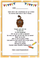 Vorschau - Anderer Materialtyp - Abschiedsgruß Ende Klasse 4 - Löwenklasse - Seite 1