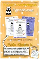 Vorschau - Anderer Materialtyp - Abschiedsgruß Ende Klasse 4 - Pandaklasse - Deckblatt