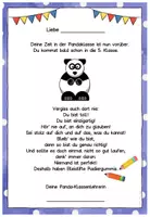 Vorschau - Anderer Materialtyp - Abschiedsgruß Ende Klasse 4 - Pandaklasse - Seite 1