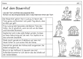 Vorschau - Arbeitsblätter - Bauernhof - Lesen und zuordnen - Seite 1