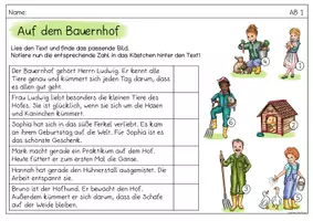 Vorschau - Arbeitsblätter - Bauernhof - Lesen und zuordnen - Seite 3