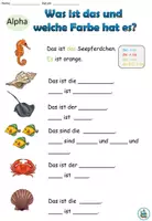 Vorschau - Arbeitsblätter - "Was ist das und welche Farbe hat es?" Personalpronomen - Tiere im Meer - DaZ / DaF / Deutsch - Seite 3