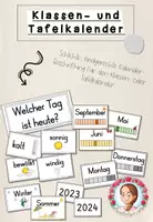 Vorschau - Präsentationen/Tafelbilder - Tafelkalender | Klassenkalender Grau für die Grundschule - Deckblatt