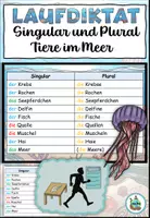 Vista previa - Hojas de trabajo - Dictado corrido Singular Plural "Tiere im Meer" Alemán - Portada