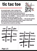 Vista previa - Tarjetas / Manipulativos - Tic Tac Toe - English sentence building game - página 1