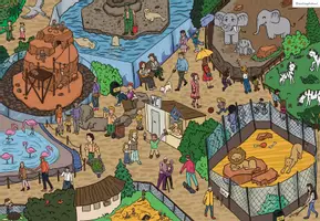 Vorschau - Fördermaterial/Inklusion - Im Zoo | Wimmelbild - Seite 1
