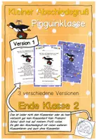 Vorschau - Arbeitsblätter - Abschiedsgruß Ende Klasse 2 - Pinguinklasse - Version 1 - Deckblatt