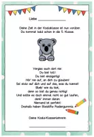 Vorschau - Anderer Materialtyp - Abschiedsgruß Ende Klasse 4 - Koalaklasse - Seite 1