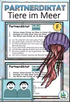 Aperçu - Cartes d'exercices - Dictée en binôme "Tiere im Meer" doublement différenciée - Allemand - Page 3
