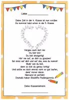 Vorschau - Anderer Materialtyp - Abschiedsgruß Ende Klasse 4 - Ohne Klassentier - Version 1 - Seite 1