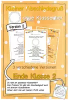 Vorschau - Anderer Materialtyp - Abschiedsgruß Ende Klasse 2 - Ohne Klassentier - Version 2 - Deckblatt
