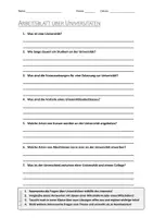 Vorschau - Arbeitsblätter - AB mit Fragen zum Thema "Universitäten" + Lösungsblatt - Deckblatt