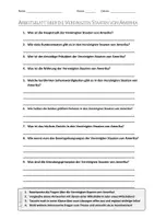 Vorschau - Arbeitsblätter - AB mit Fragen zum Thema "Vereinigte Staaten von Amerika" + Lösungsblatt + Infografik - Deckblatt