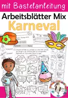 Vorschau - Arbeitsblätter - Karneval/ Fasching Arbeitsblätter Mix Deutsch für die 2. , 3. und 4. Klasse - Deckblatt