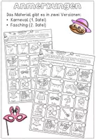 Vorschau - Arbeitsblätter - Karneval/ Fasching Arbeitsblätter Mix Deutsch für die 2. , 3. und 4. Klasse - Seite 1