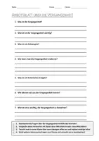 Vorschau - Arbeitsblätter - AB mit Fragen zum Thema "Vergangenheit" + Lösungsblatt - Deckblatt