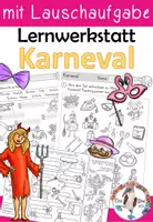 Vorschau - Arbeitsblätter - Karneval / Fasching - Lernwerkstatt für die 1. und 2. Klasse - inklusive Lauschaufgabe - Deckblatt