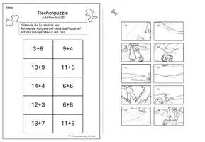 Vorschau - Stationenlernen - Rechenpuzzle zur Addition im ZR 20 mit Lösung - Seite 3