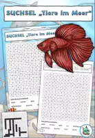 Vista previa - Hojas de trabajo - Puzzle de búsqueda "Tiere im Meer" Alfabetización alemana - Portada