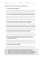 Vorschau - Arbeitsblätter - Lernposter + AB mit Fragen zum Thema "Weimarer Republik" + Lösungsblatt + Mindmap + Infografik - Seite 1