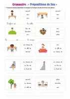 Aperçu - Feuilles d'exercices - Exercice de grammaire : Les prépositions (niveau A1, CP, CE1) - Page 1