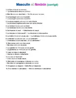 Aperçu - Feuilles d'exercices - Français : transformer des phrases au féminin - Page 2