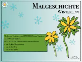 Vorschau - Fördermaterial/Inklusion - Malgeschichte / rhythmisches Zeichnen „WINTERLING“ inkl. VIDEO (diverse Versionen u.a. mit & ohne Silbentrennern, Querformat zum Einlaminieren für Präsentation Beamer/Tablet) - Frühling - Seite 1