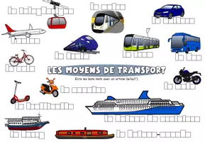 Vorschau - Arbeitsblätter - Wortschatzblatt FRZ - Moyens de transport (inkl. Präp. aller à/en) - Seite 1