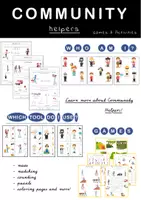 Aperçu - Feuilles d'exercices - Community Helpers: Games & Activities (match, count, maze, coloring pages) - Page de couverture