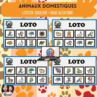 Vista previa - Juegos / Gamificación - ANIMAUX DOMESTIQUES - Loto + Roue Aléatoire Couleur - Portada