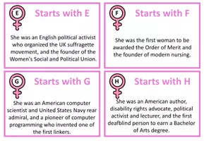 Vista previa - Hojas de trabajo - ABC OF INFLUENTIAL WOMEN: Interactive & Printable Game - página 3