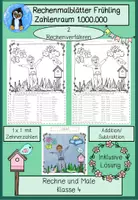 Vorschau - Arbeitsblätter - Rechenmalblätter Frühling – Zahlenraum 1.000.000 & Einmaleins mit Zehnerzahlen | Rechne und Male Klasse 4 - Deckblatt