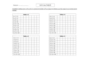 Aperçu - Feuilles d'exercices - FICHIER Tables de multiplication - Page 2
