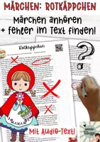 Vorschau - Stationenlernen - Märchen ROTKÄPPCHEN Hörtext + Fehler finden / Sekundarstufe - Deckblatt