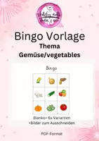 Vorschau - Spiele - Bingo Vorlage mit Bildkarten Thema Gemüse/Vegetables - Deckblatt